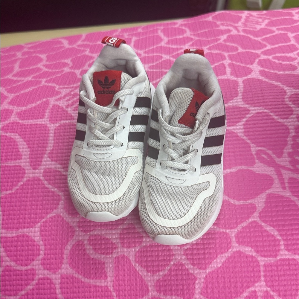 Adidas Kids White and Black Mesh Sneakers